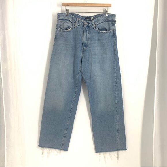 Levis Made & Crafted Cottonized Hemp Size 34 Raw Hem High Rise Wide Leg Jeans - Picture 1 of 8